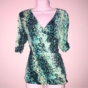 y2k trashy faux wrap snake print top
